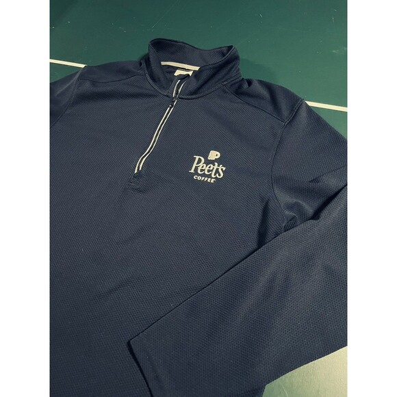 RARE Peet’s Coffee Logo 1/4 Zip Long Sleeve Performance Shirt LARGE Employee - Picture 2 of 8